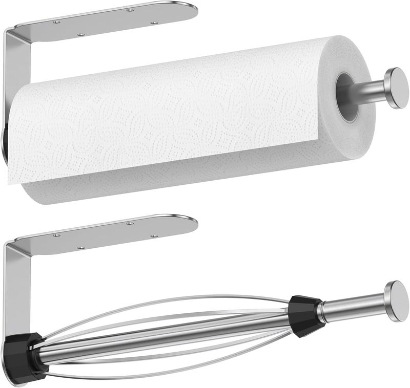 Mbillion Under Cabinet Paper Towel Holder for Kitchen, RV & Camper - Waterproof, Anti-Rust Wall Mount with No Drill Installation, 5.71” Compact Design (Brushed Silver) - Image 1